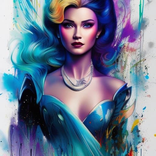 Colorful Ink Splash Cinderella in 3D