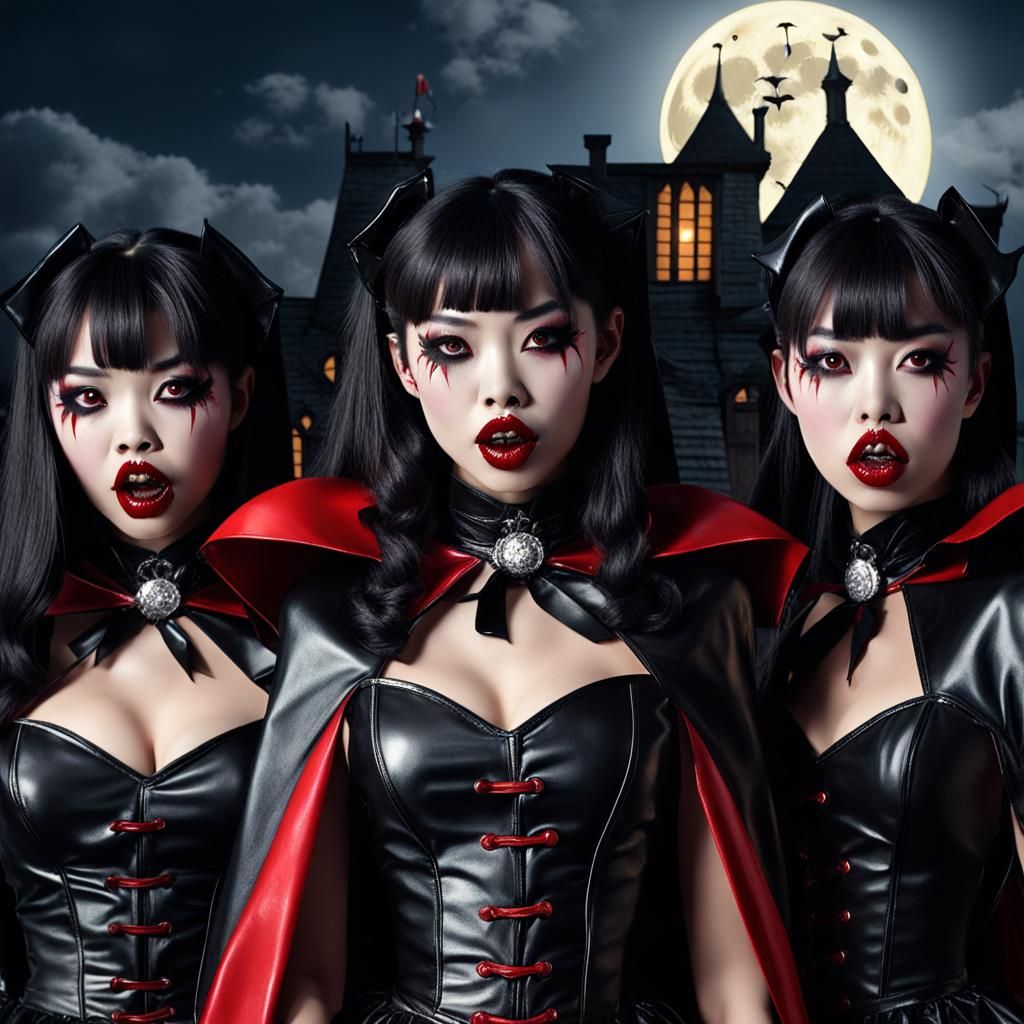 Vampire Maids in Moonlight: Hyperdetailed Concept Art