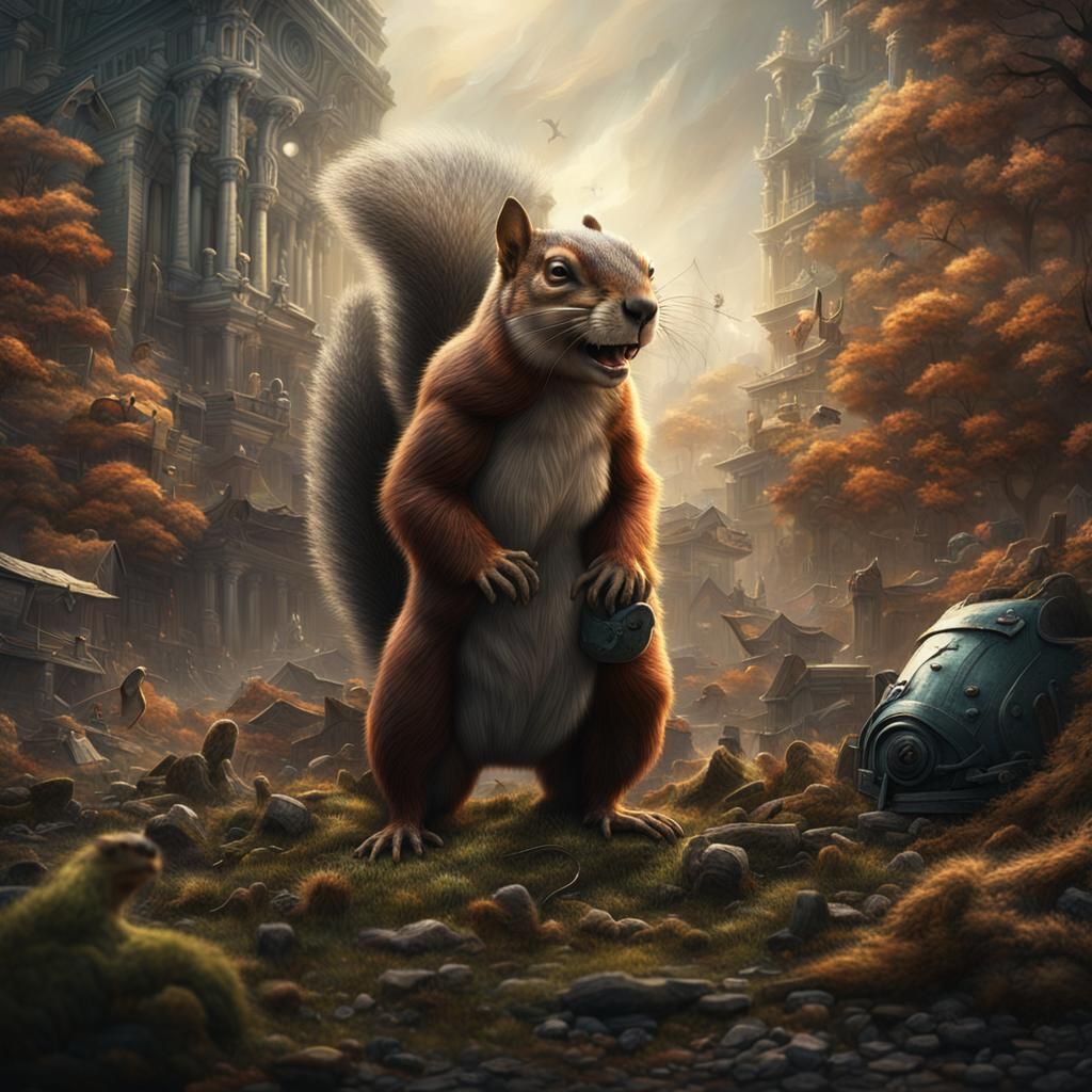 Epic Monster Squirrel Digital Matte Painting