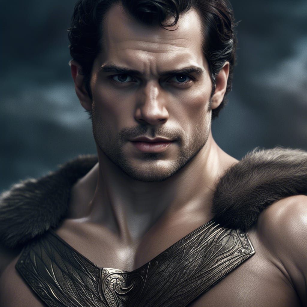 Muscular Man with Abs in Detailed Matte Painting