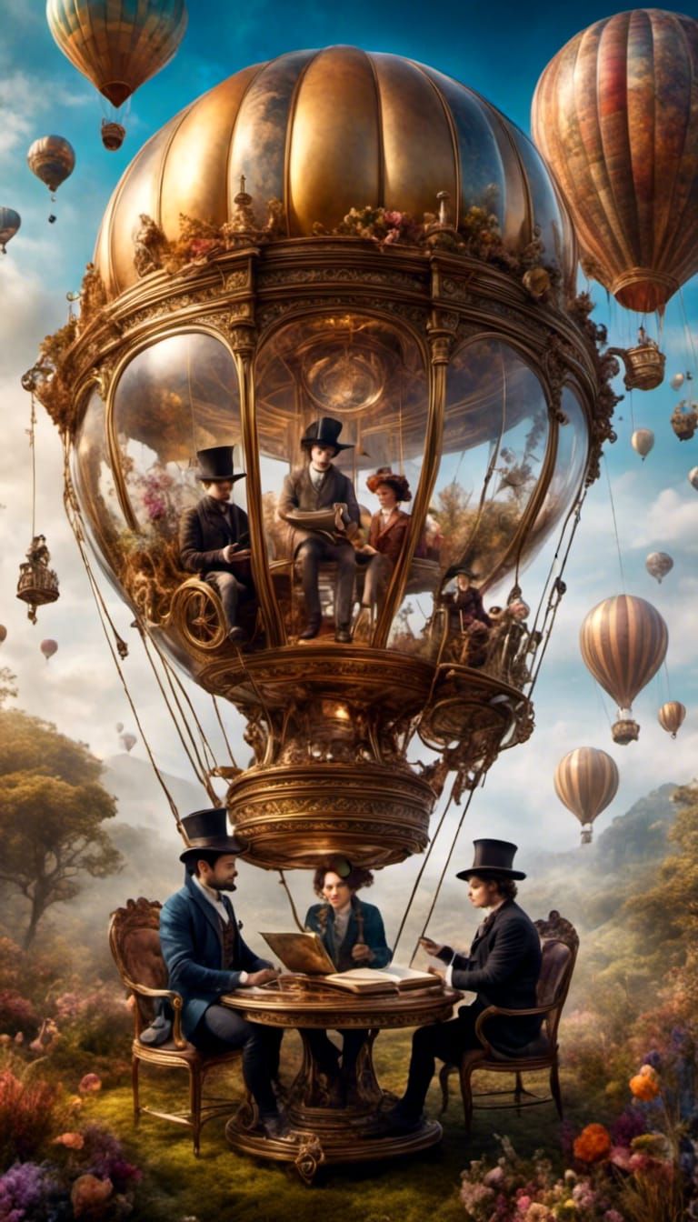 Steampunk Scientists Prepare a Hot Air Balloon