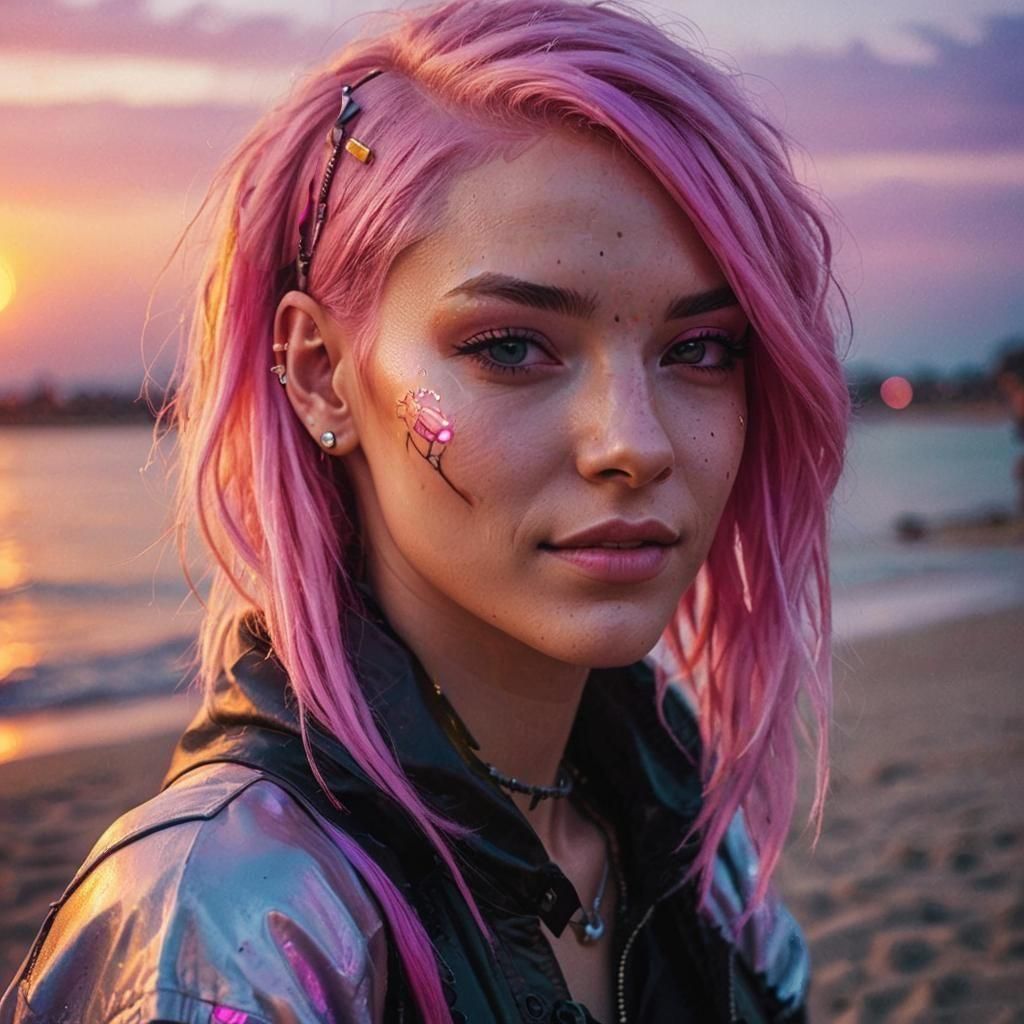 Fiona relaxing on sunset