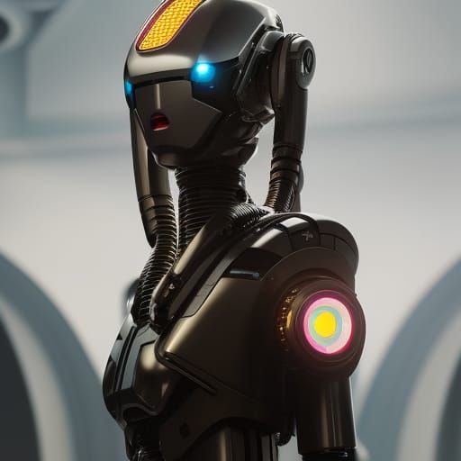 Hyperdetailed Mechanoid Android in a Marble Bathroom in a Ma...