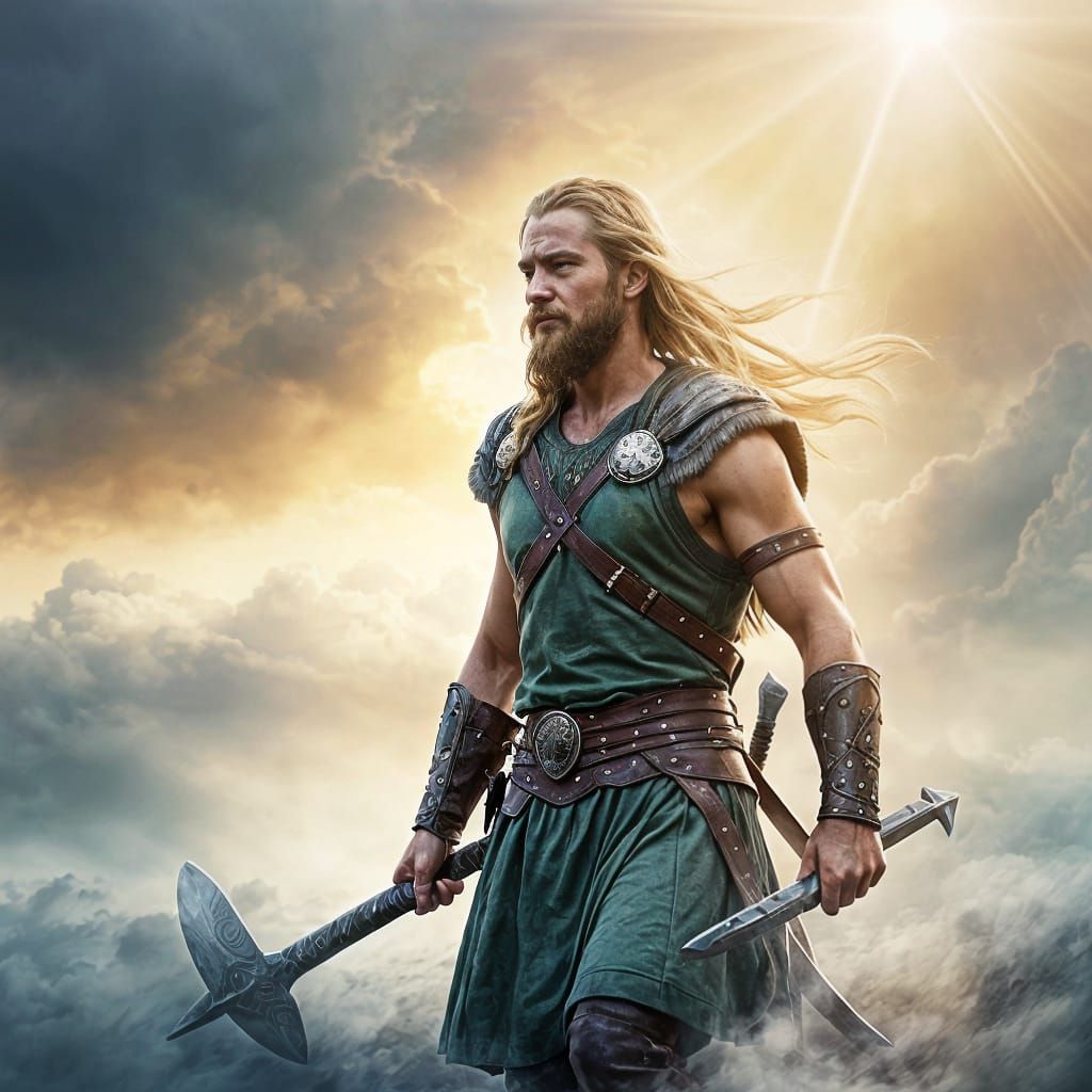 Viking Warrior Returns From Battle in Divine Light