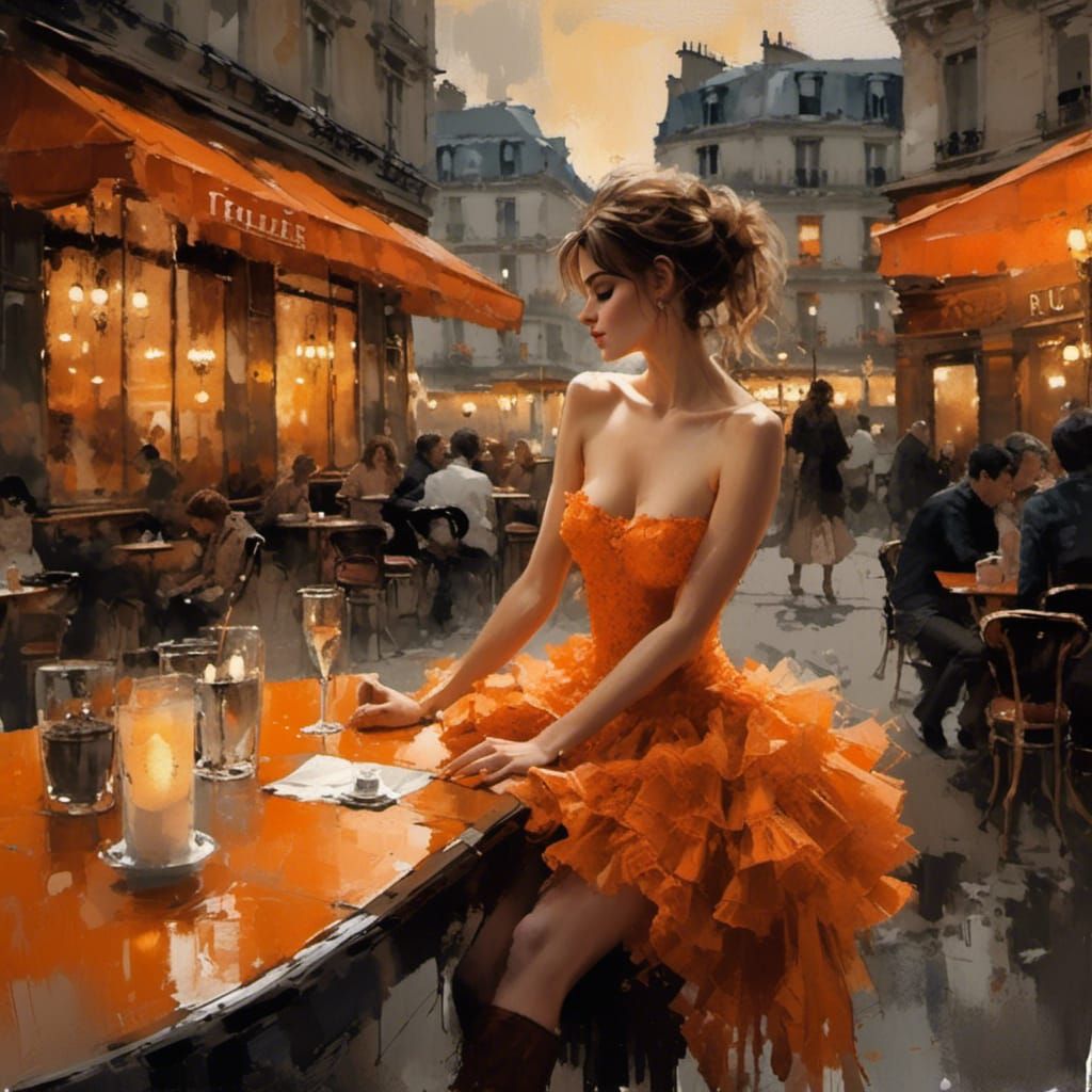 Parisian Woman with Lace in Watercolor Style