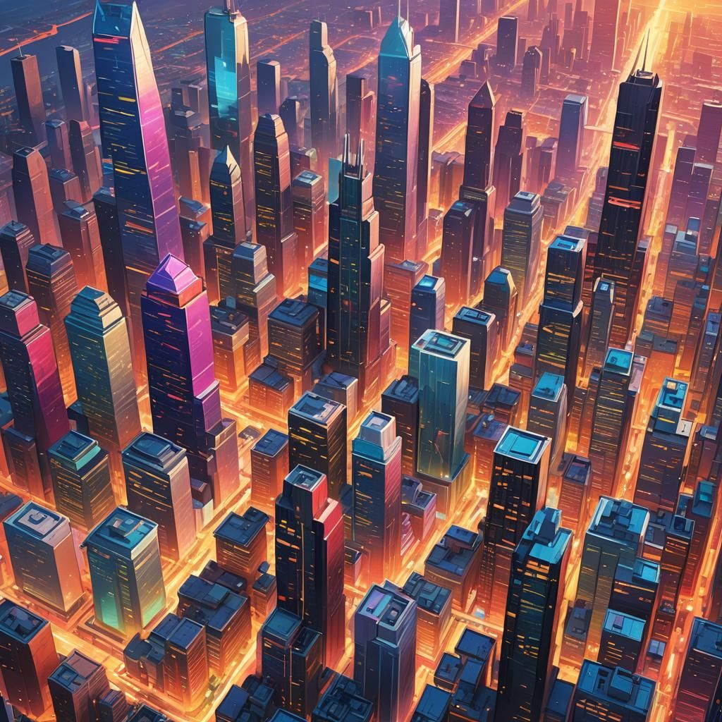 Colorful Cityscape Concept Art in Cartoonish Style