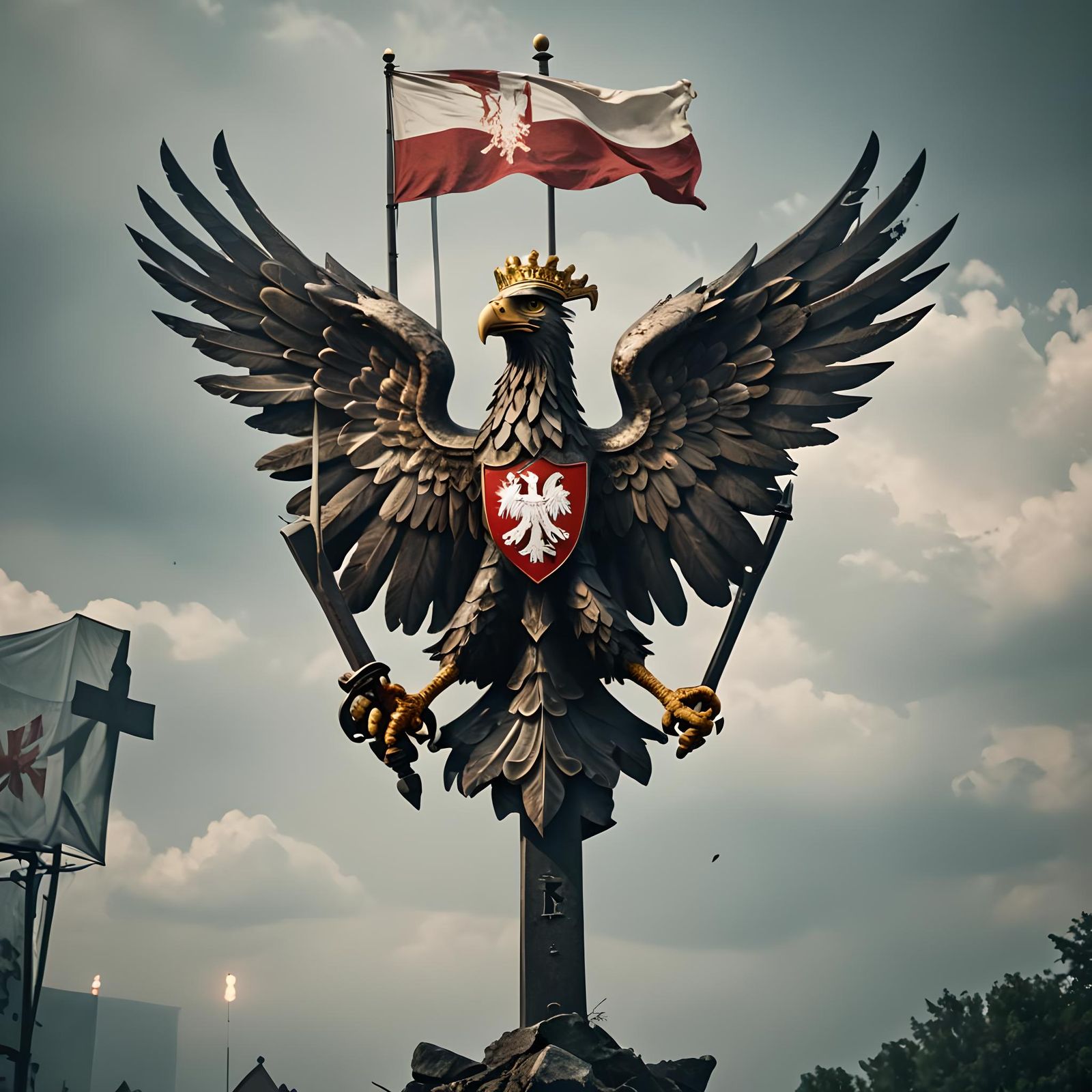 Badass Poland Eagle, Flag, and Cross: Cinematic Style