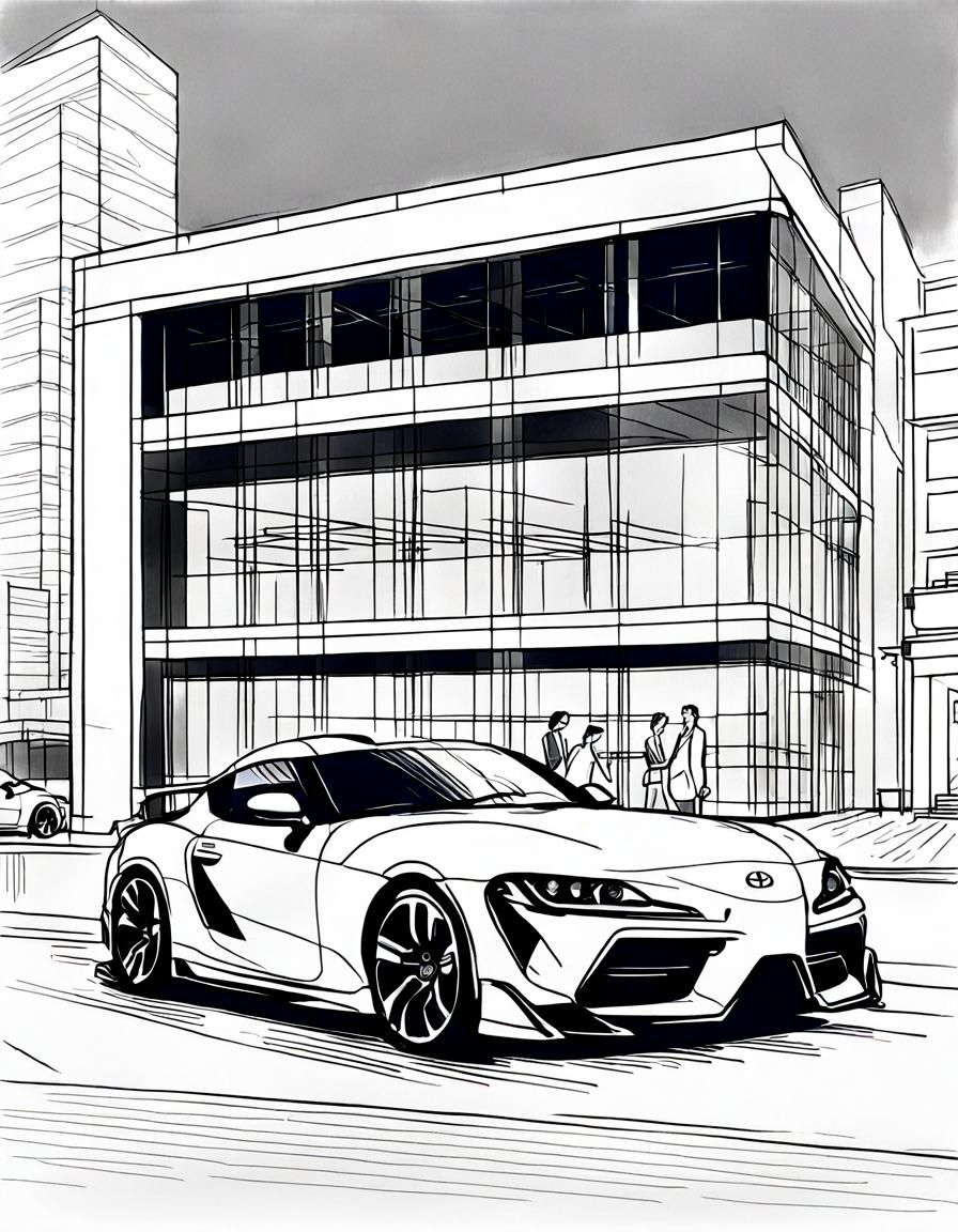 Toyota Supra Hand Sketch in City