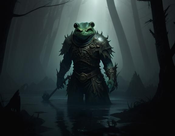 Menacing Bullywug Emerges from Murky Swamp