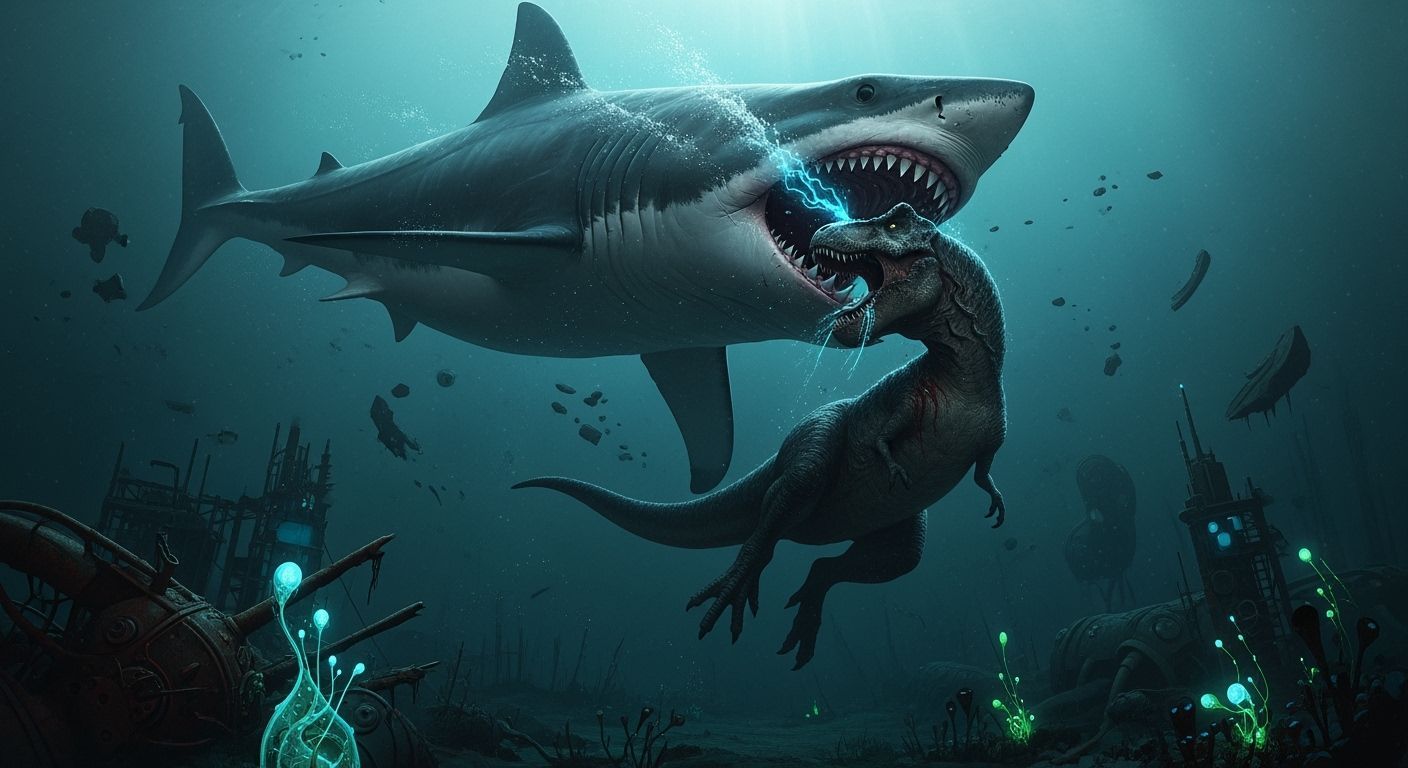 Megalodon's Jaws: T-Rex in the Deep