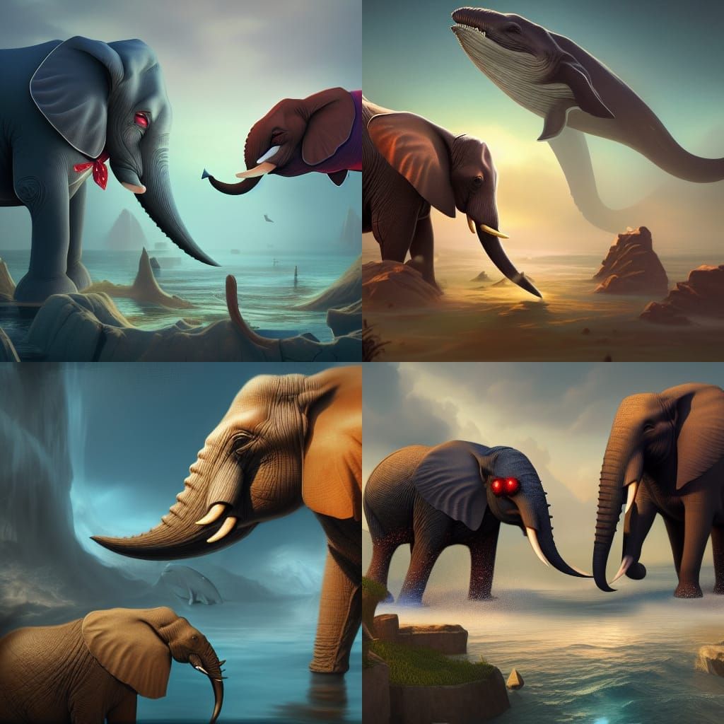 Elephants and Whales Epic Battle Concept Art