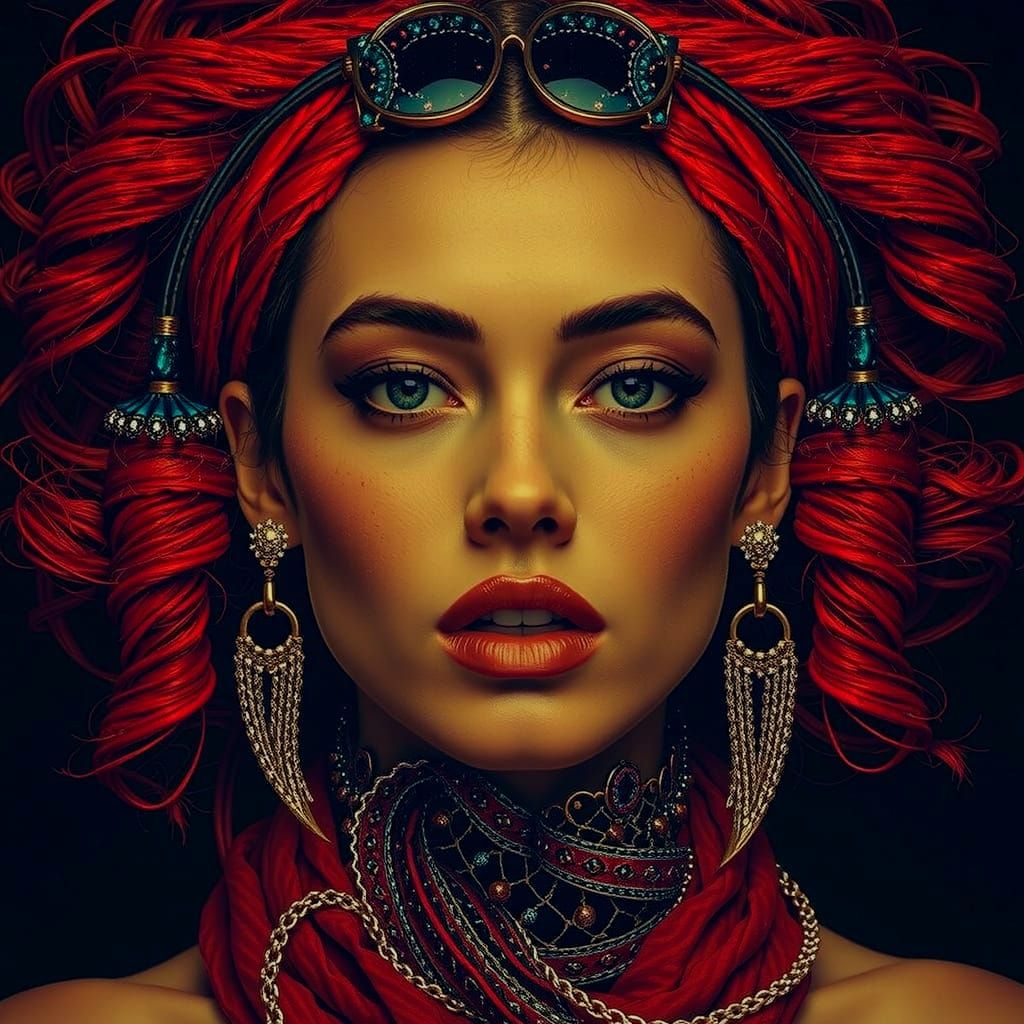 Abstract Swirling Red Forms