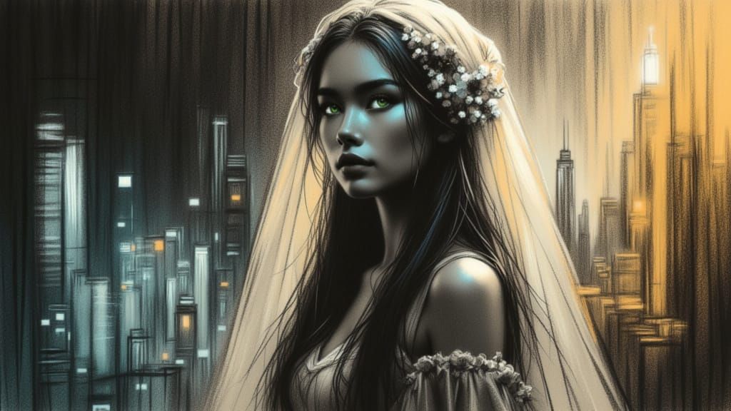 Futuristic Renaissance Portrait in Surreal Landscape