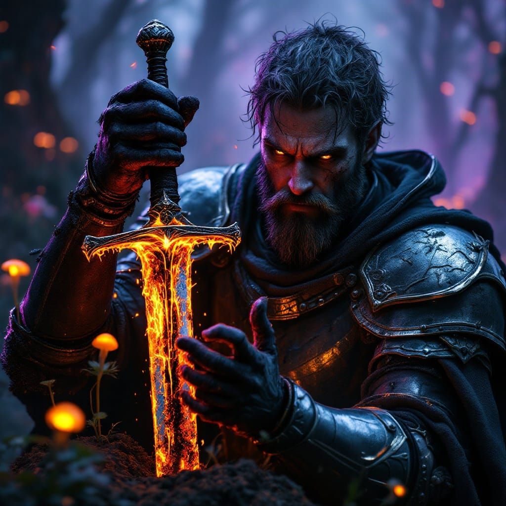 Knight's Corruption: Shadow Magic in Mystical Forest