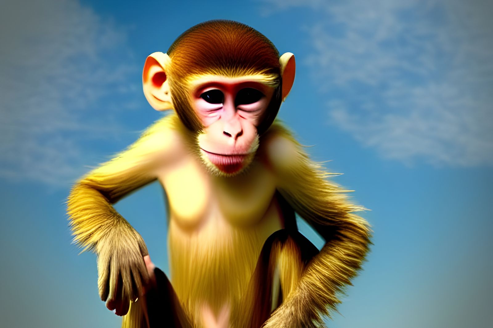 Monkey Ascends to Heaven in Divine Light