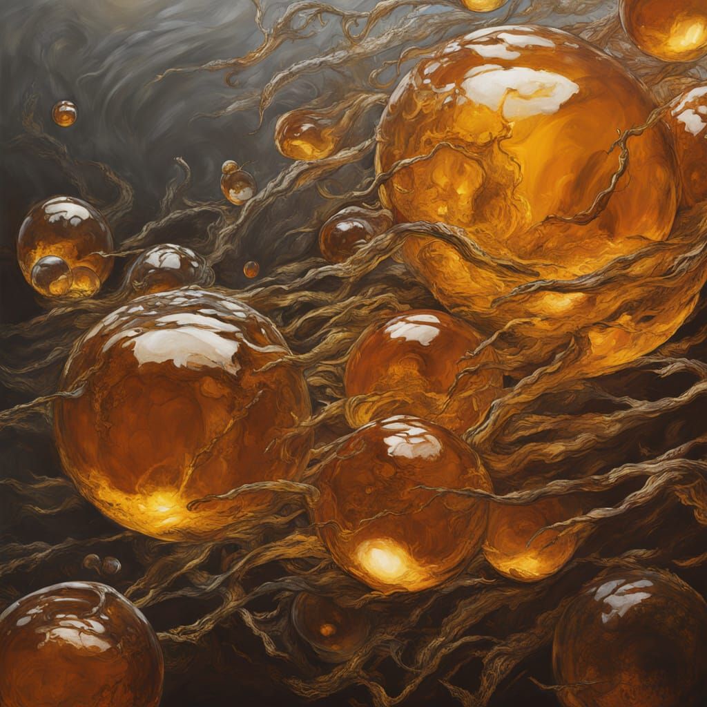 Oil Painting of Static Electricity in Amber