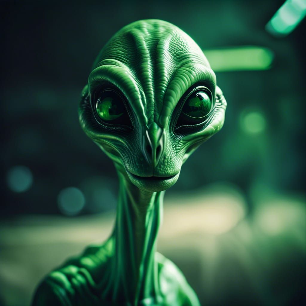 Cinematic Alien with Long Neck and One Eye