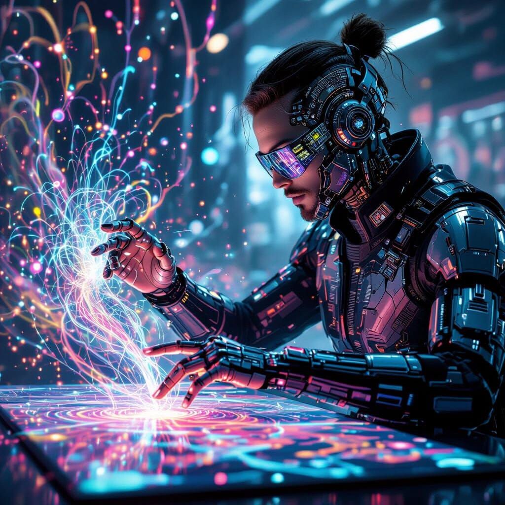Futurist Cyber Painter Controls Nanite Swarm