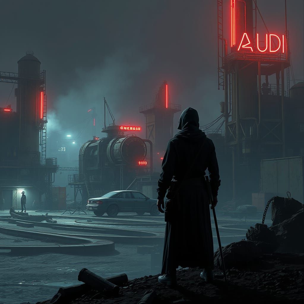 Dystopian Industrial Landscape in Futuristic Style