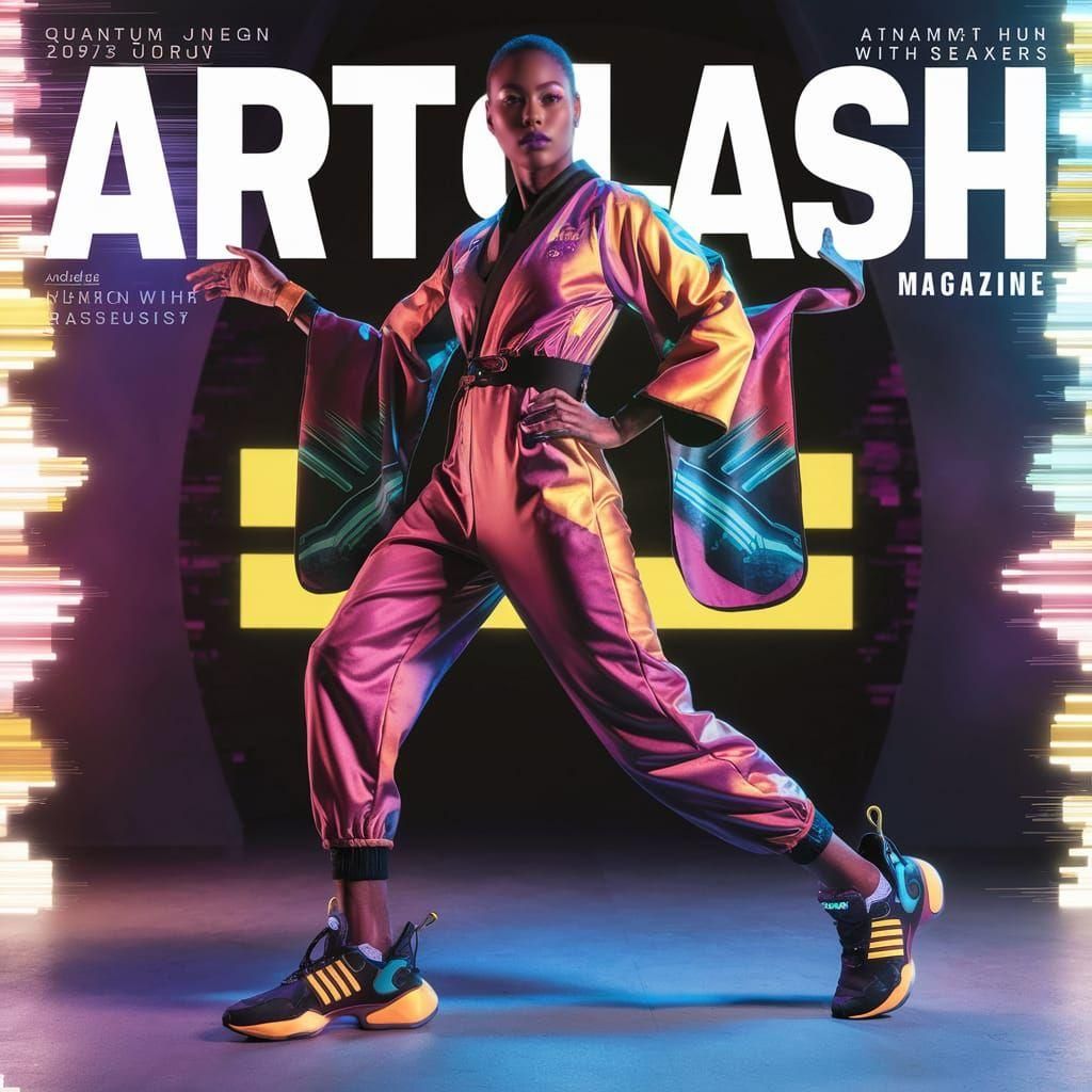 Futuristic Fashion Magazine Cover in Cyberpunk Style