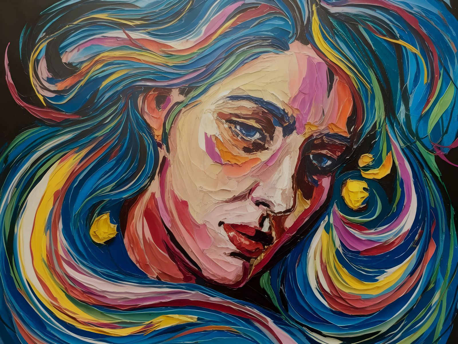 Undulating Female Bodyscape in Chiaroscuro Impasto