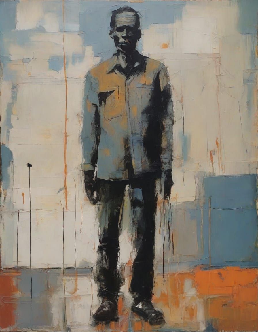 Heavy Brush Oil Painting of a Fading Figure