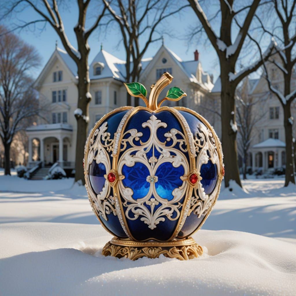 Lace Apple with Sapphire Core in Winter Landscape