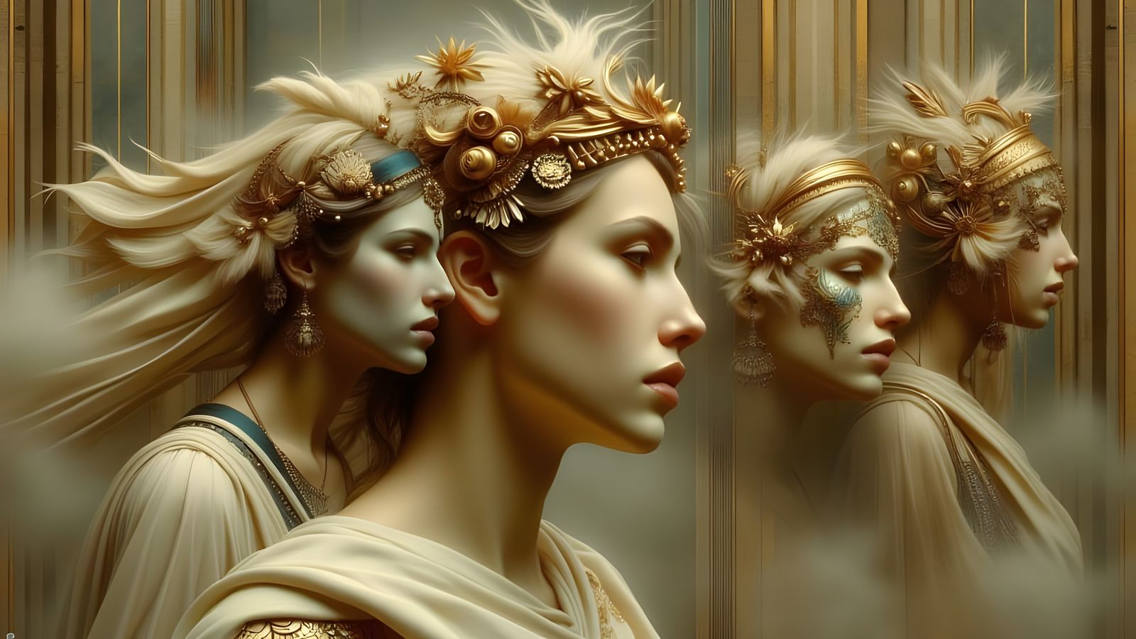 Ancient Greek Woman Unleashes Creative Forces in Art Nouveau...