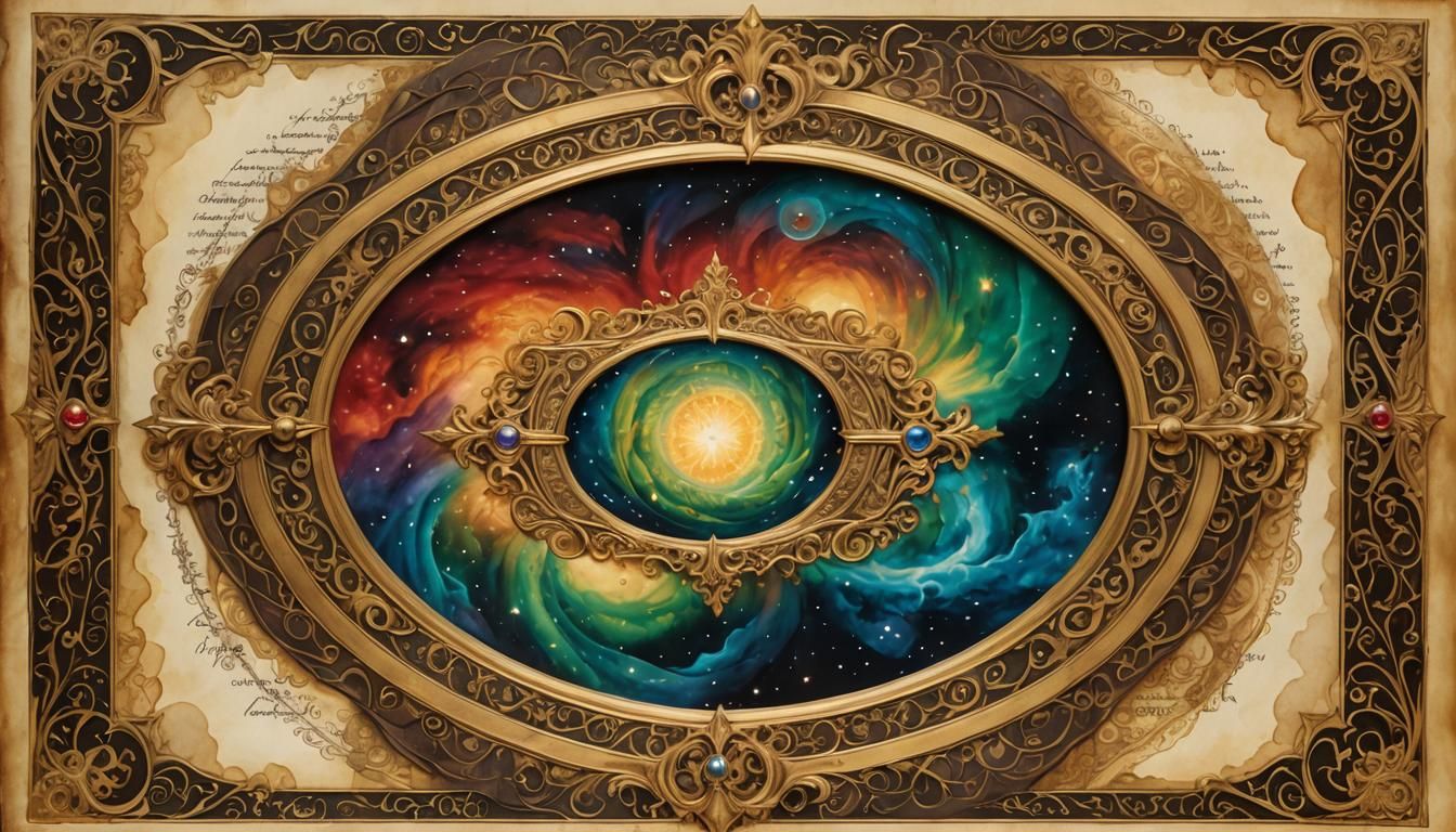 Illuminated Manuscript with Celestial Dreamscape