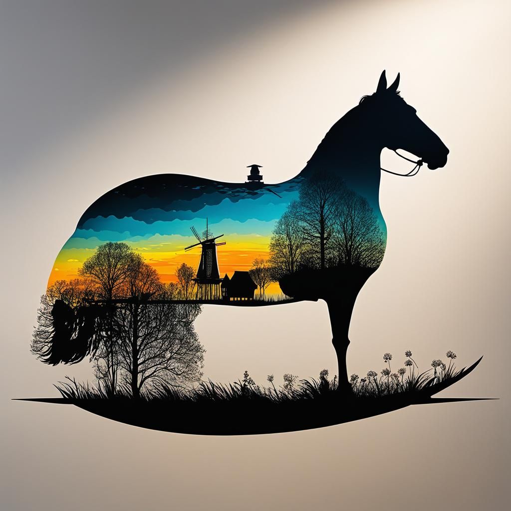Double Exposure: Sailboat Silhouette and Holland Panorama
