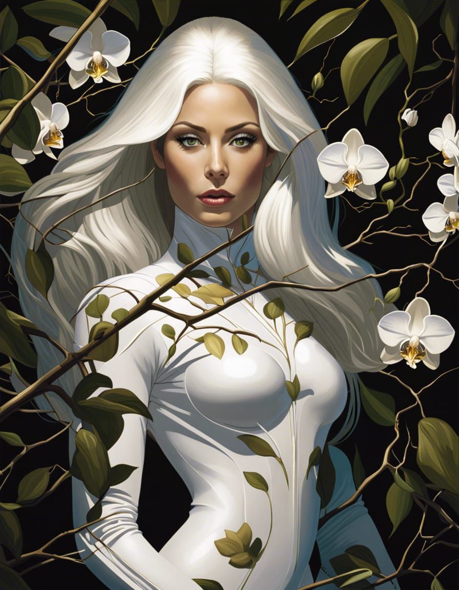 Adam Hughes Style Woman with Floral Accents