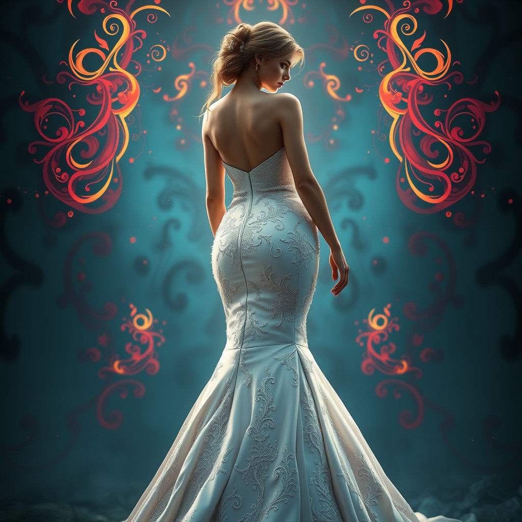 Elegant Strapless Wedding Dress: Detailed Matte Painting