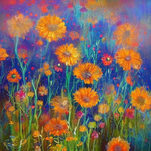 Girl with Fantasy Daisy and Animated Butterflies