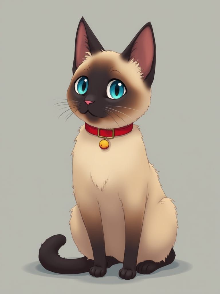 Enchanting Siamese Cat in Vibrant Studio Ghibli Style
