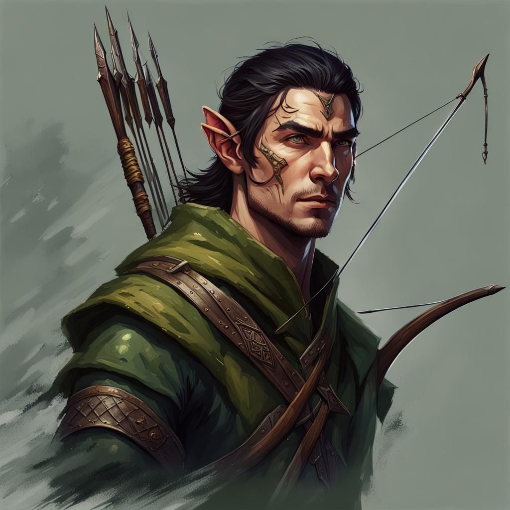 Wood Elf Ranger Portrait in Hyperrealistic Style