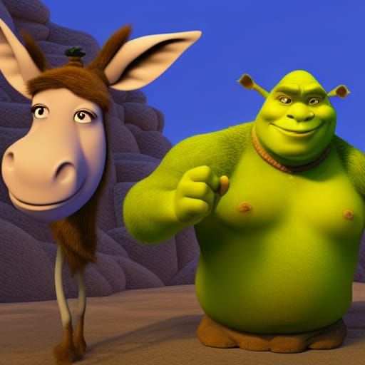 Shrek and Donkey: 3D Digital Art