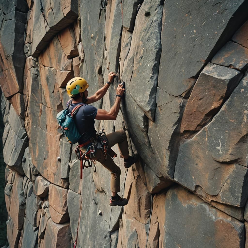Dramatic Rock Climbing Scene in Cinematic Style