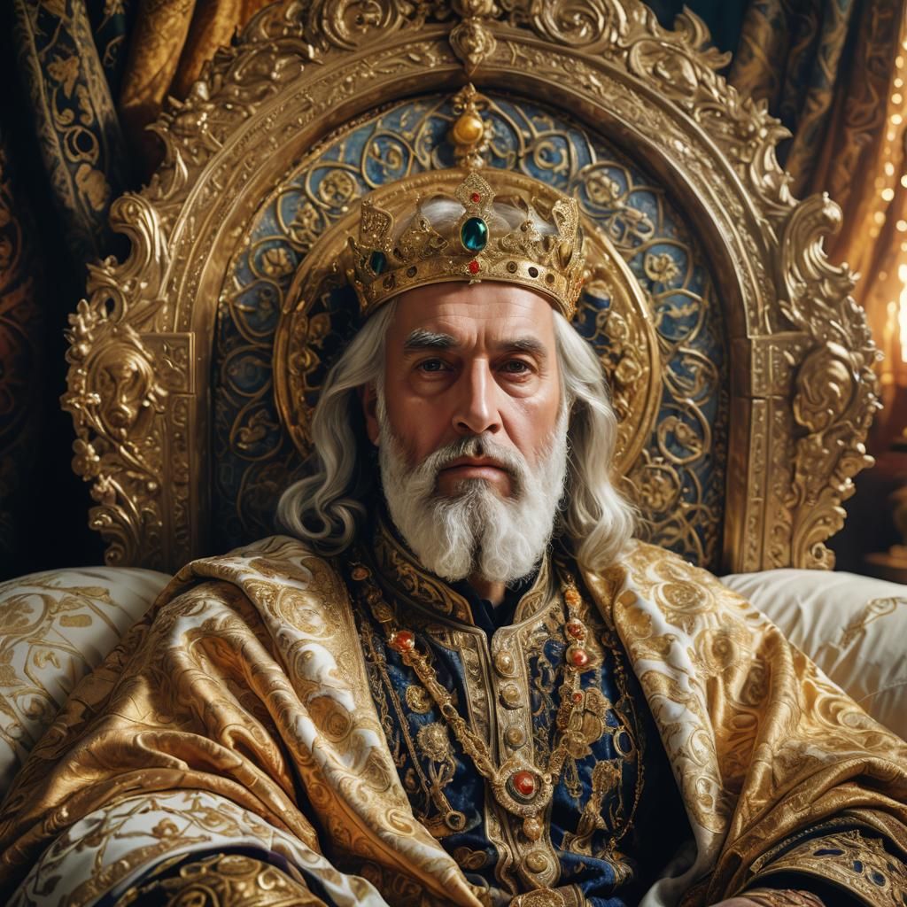 Byzantine King Portrait in Surrealist Style