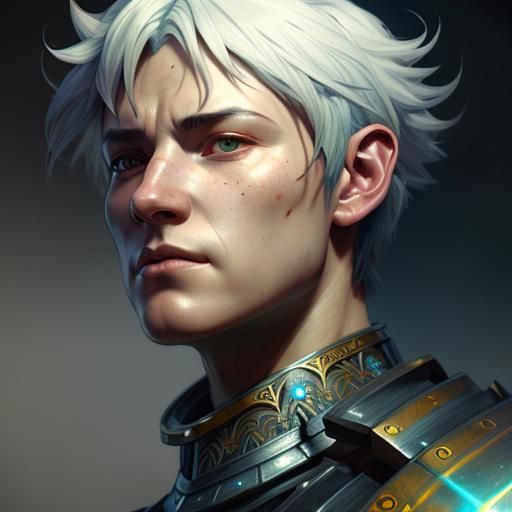 Armored Warrior Boy Portrait in Digital Art Style