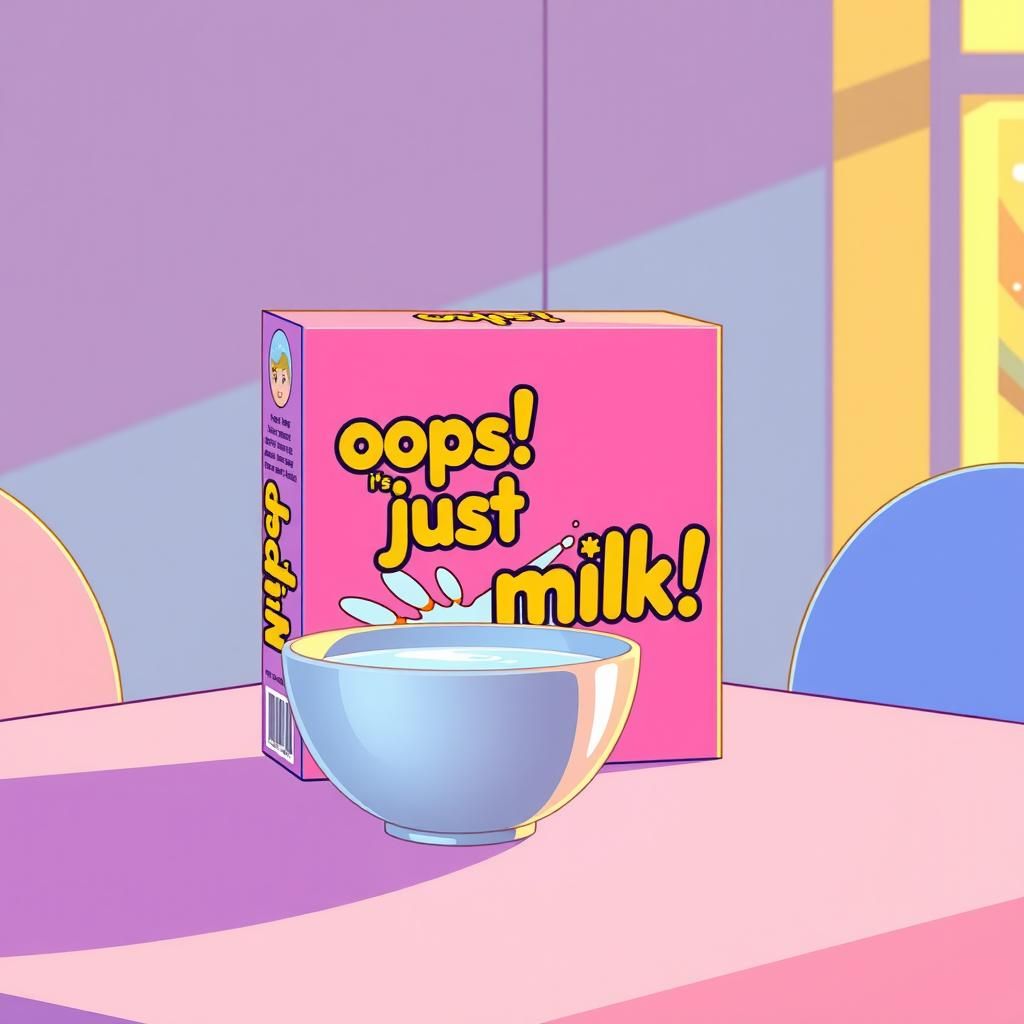 Stylized Cereal Box in Retro-Futuristic Style