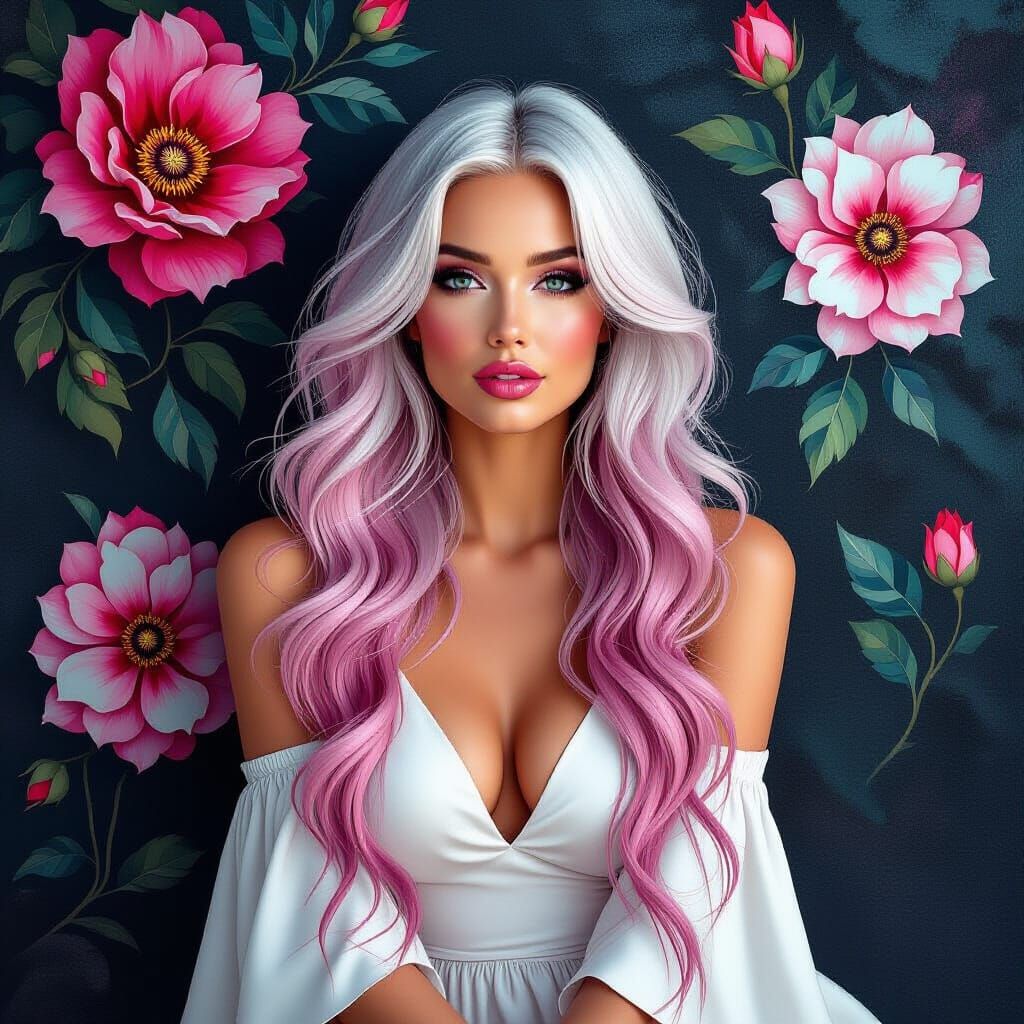 Mystical Woman with Glitter Hair, Ethereal Art