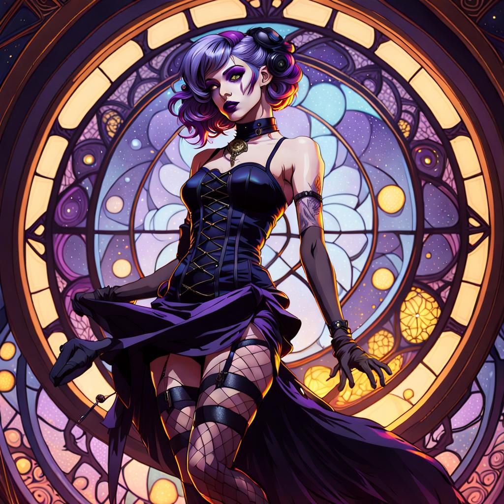 Gothic Pinup Girl in Astral Fantasy Style