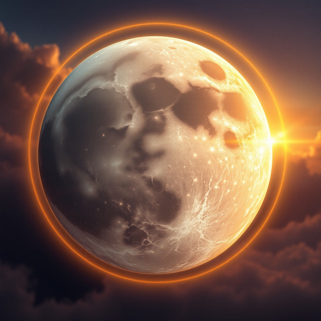 Ethereal Moon Portrait in Art Nouveau Style