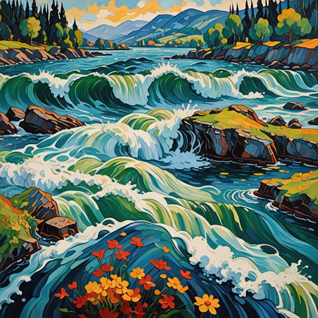 Vibrant Neo-Expressionist Water Personification