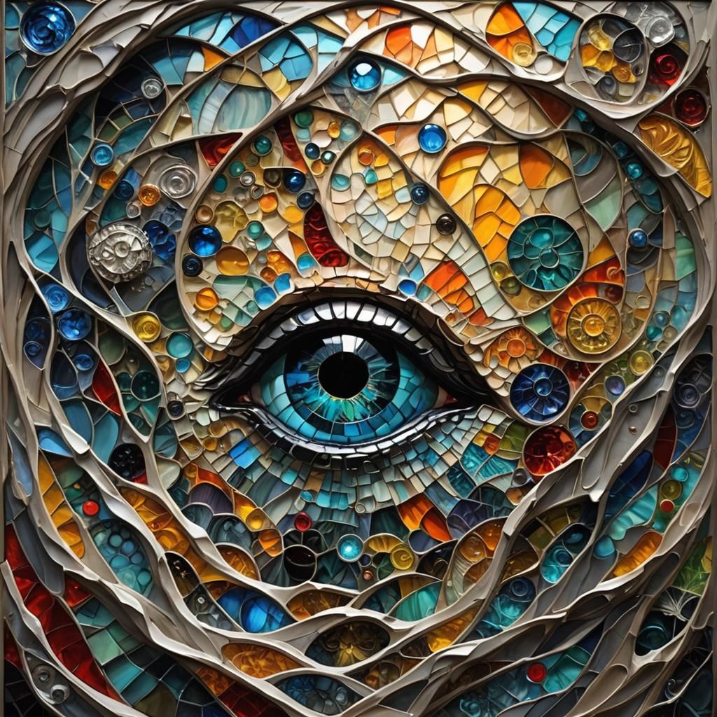 Surreal Impasto Stained Glass Oil Painting