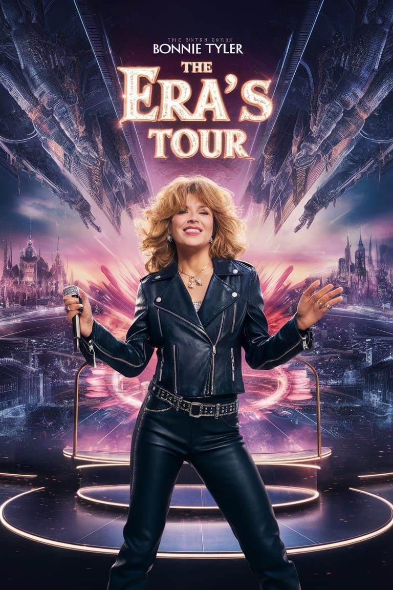 Bonnie Tyler's Electrifying Eras Tour in a Neon Cityscape