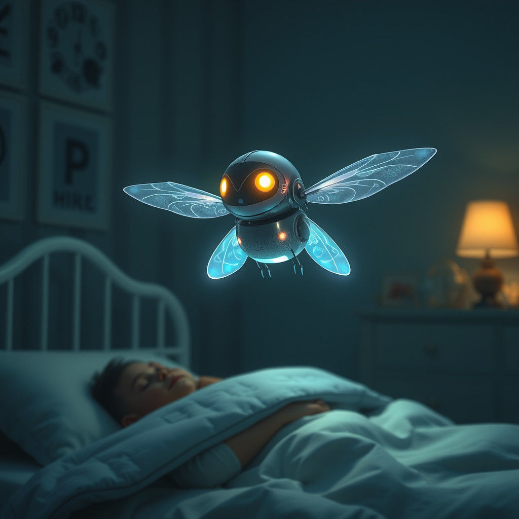 Glowing Robot Guardian in Dreamlit Nursery