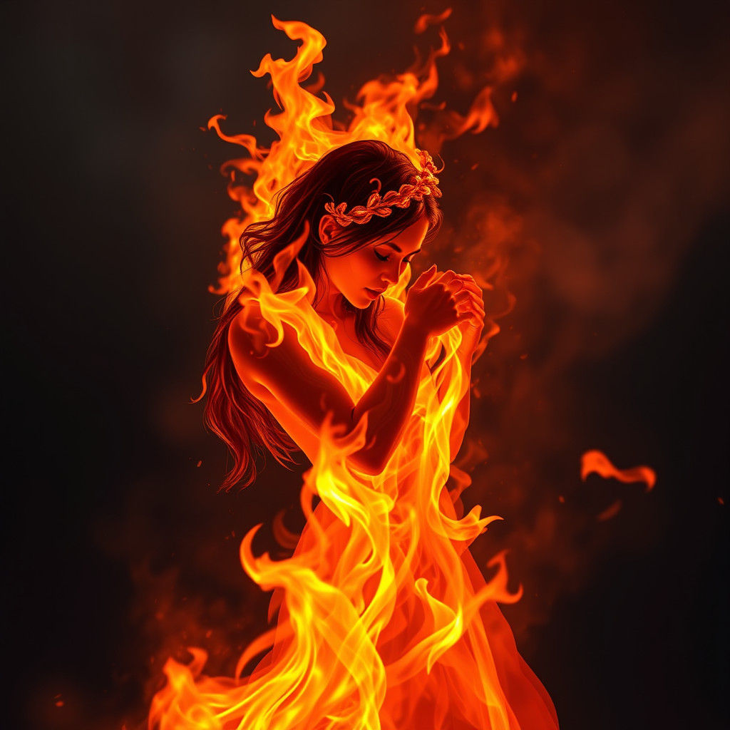 Fiery Embrace: A Personification of Flame