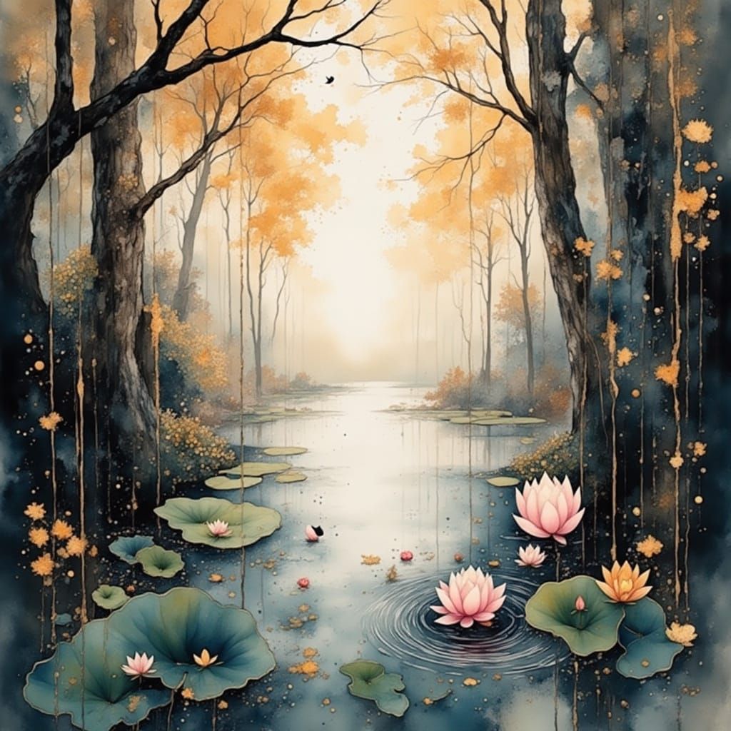 Lotus Dream in Gentle Rain