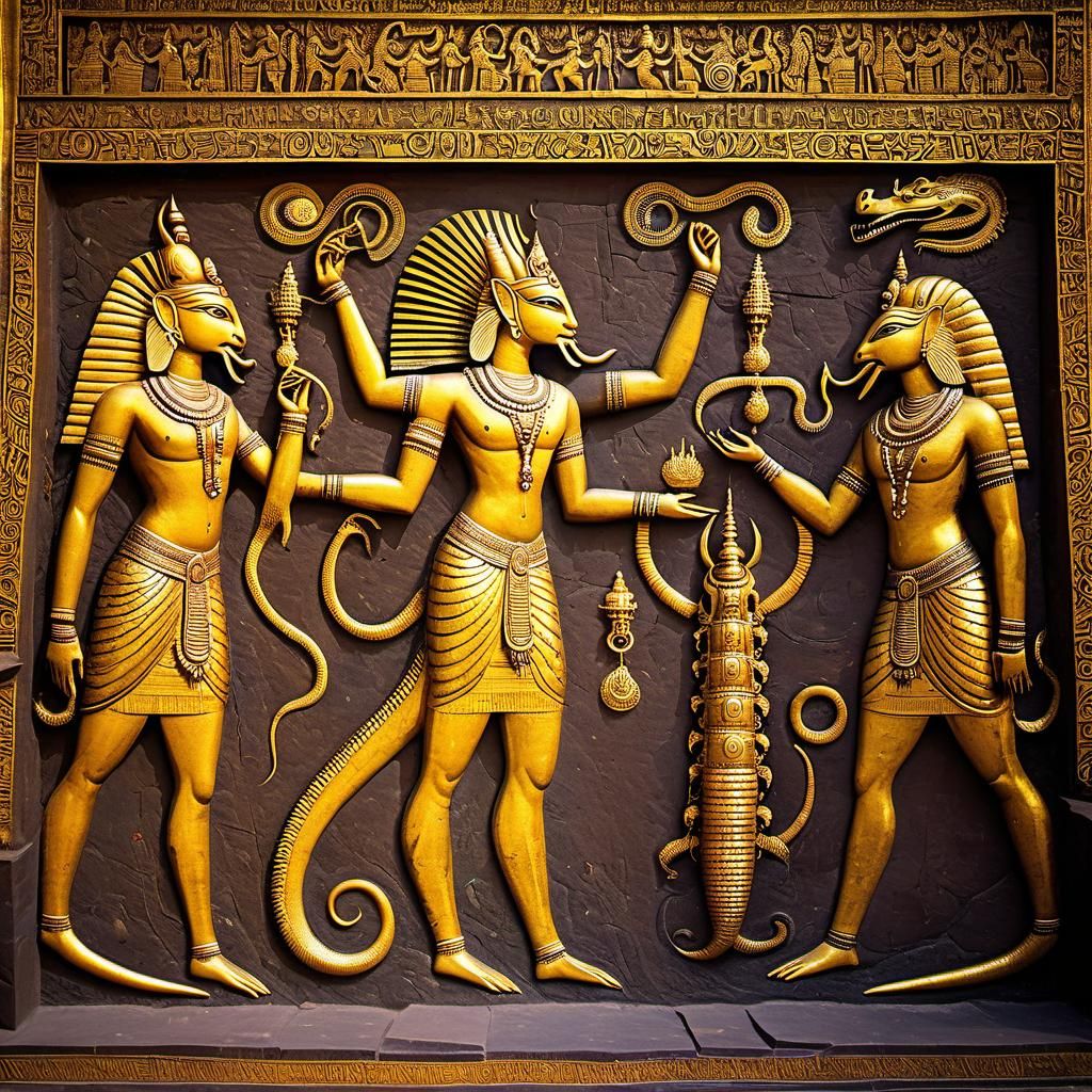 Reptilian God Painting on Ancient Temple Wall